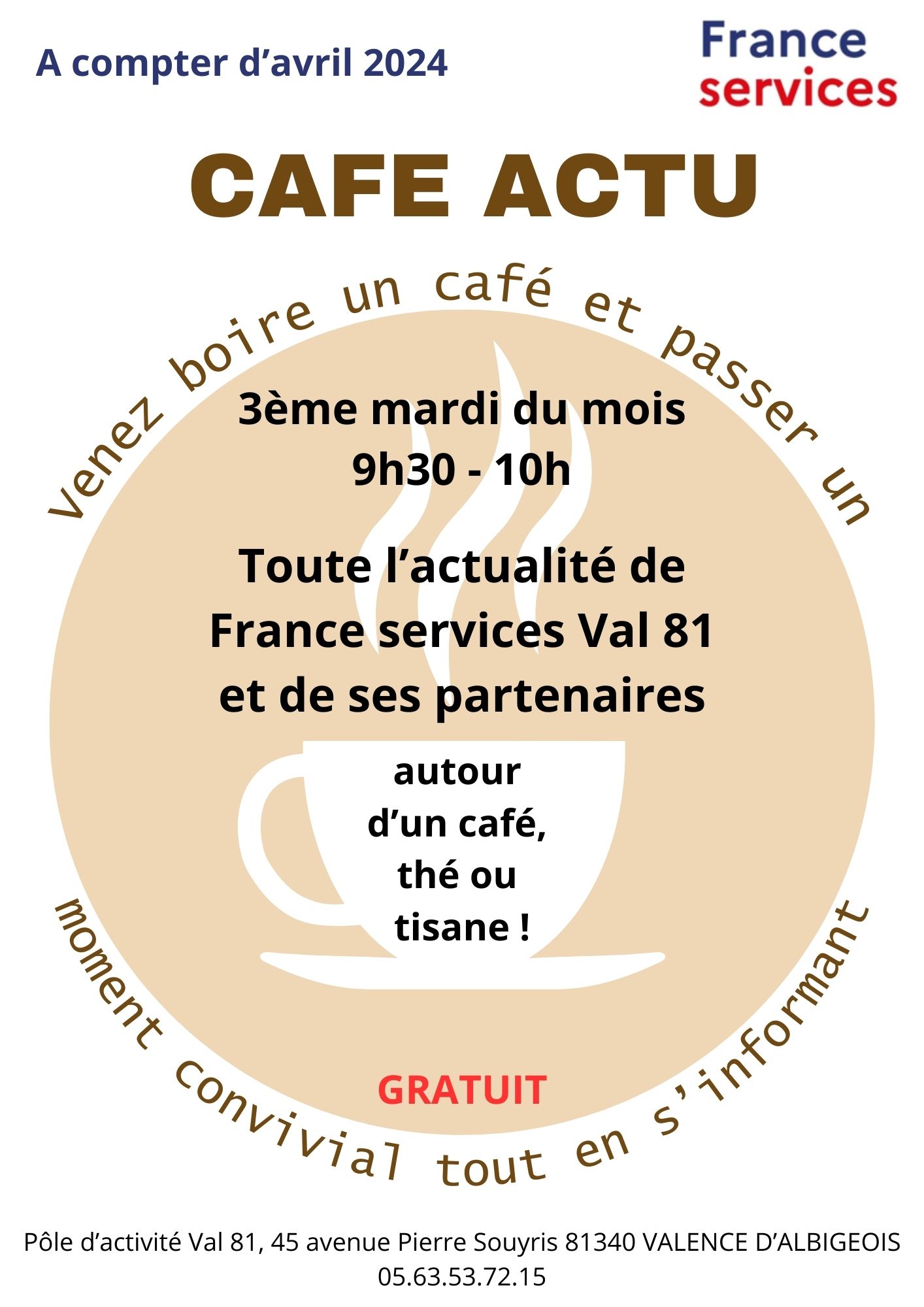 Nouveau : Café Actu à France services - Communauté de Communes Val 81